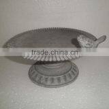 Vintage Decorative Footed Pedestal Metal Bowl Tray