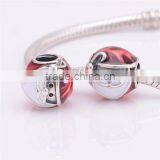 Merry Christmas ! 925 Sterling Silver Jolly Santa Red / White Enamel Charm Bead thumbnail-3