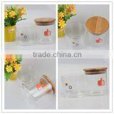 Glass Storage Jars & Bottle Glass Sweet Storage Jars Glass Round Shape Container Wiith Bamboo Lid Different Size thumbnail-5