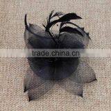2015 Pin Hot Black Flower Feather Organza Mesh Hair Clip Fascinator Wedding thumbnail-3