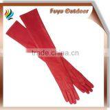 Classic CHINA Long Red Driving Fashion Lambskin Plain Style Lined Women Elbow Length Leather Gloves