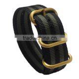Black Gray Stripe Color PVD Gold 24mm Zulu Watch Strap thumbnail-1