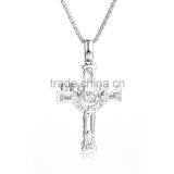 925 Sterling Silver Dancing Stone Gemstone Cross Pendant Jewelry SPG893W thumbnail-6