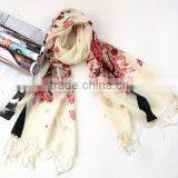 Customed Cherry Blossom Printing Cashmere Scarf/shawl