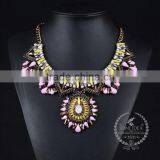 High Quality Vintage Colorful Rhinestone Chunky Statement Necklace Tin Alloy Fashion Women Pendant Necklace 6390152 thumbnail-1