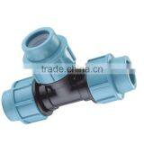 High Quality PP Compression Fittings Equal Tee for PE Pipe