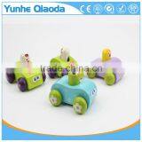 Baby Wooden Sounding Car Toys/ Pull Back Cartoon Mini Wood Car Toys for Kids and Child Gifts thumbnail-4