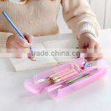 Wholesale Stock Multifunction Cylinder Shaped Portable Plastic Stationery Storage Box thumbnail-1