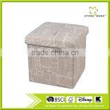 Ployester Linen Collapsible Storage Ottoman With Cover thumbnail-1