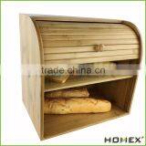 Bamboo Corner Bread Box With Rolltop Homex-BSCI thumbnail-1