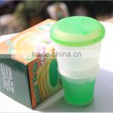 HOTsale plastic double-deck milk cup with lid/plastic breakfast cup with spoon