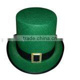 China Suppliers St. Patrick's Day Green Wool Fabric Bowler Top Hat Wholesale With Ribbon Shamrock for Popular Party on Sale thumbnail-6