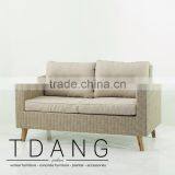 Fiji Wicker Sofa With Wooden Legs - Contemporary Rattan Furniture Garden Bench. thumbnail-1