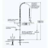 Single Handle Pull Down Pre-rinse Spring Kitchen Faucet With Two Swivel Spouts, Chrome thumbnail-3