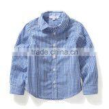 Bulk Baby Boys Girls t Shirts Blue Grid Long Sleeve Cotton Shirts for 3-12 Years thumbnail-1