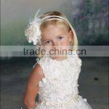 White Flowers High Neck Gown Kids Party Wear Dresses for Girls thumbnail-4