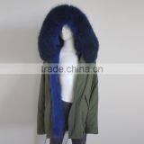 Myfur Army Green Fabric Parka With Fox Belly Fur Lining Winter Coat Wholesale thumbnail-1