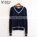 Popular Girl V-neck School Uniform Knit Pullover for High School Students thumbnail-5