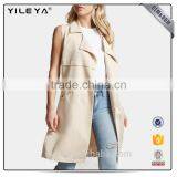 Fashion Longline Plain Women Work Vest With Belt Sleeveless Jacket for Ladies thumbnail-1