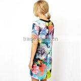 Women Floral Multi-colored Nylon T-shirt Dresses thumbnail-2