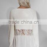 Fashion Women Knit Top Sweater With Lace Trim Pullover thumbnail-2