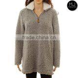 Factory Wholesale Women Sherpa Fleece 1/4 Zip Pullover thumbnail-6