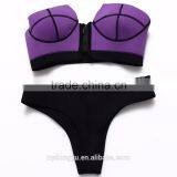 Zipper Neoprene Swimwear Bikini/ Xig Chg Strapless Neoprene Bikini Swimwear