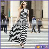 2017 Black & white stripes wholesale classic sleeveles bodycon dress