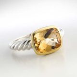Silver Jewelry 8x10mm Citrine Noblesse Cable Ring(R-033)