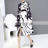 TWOTWINSTYLE Women Shirt Dress Lapel Striped Hit Color A Line Knee Length Loose Oversized Fashion thumbnail-5