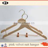 High Quality Plastic Suit Hanger Velvet Hanger With Golden Clips thumbnail-3