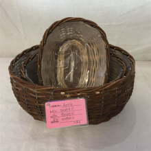 Wicker Basket Of Natural Unpeeled Willow Color With Clear Foil Inside thumbnail-2