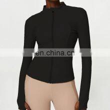 New Arrival Zipper Sweat Wicking Long Sleeves Fitness Sports Coat Gym Activewear Yoga Jacket Top For Women thumbnail-5