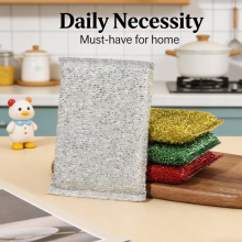 4Pcs Pack Kitchen Cleaning Scrub Pads Jacquard Sponge Scourer thumbnail-1