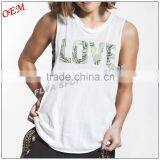100% Cotton Custom Plain Round Neck Sleeveless Gym Wear Sexy Womens Fitness Tank Top thumbnail-5