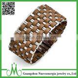 Genuine PU Leather Stainless Steel Magnetic Clasp Bracelets for Birthday Gift thumbnail-5