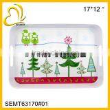 17" RECTANGLE MEALMINE TRAY; PLASTIC CHRISTMAS SERVING TRAY thumbnail-1
