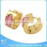 Wholesale Gemstone Carving Earrings, Ruby Gold Plated Earrings, Wholesale Piercing Jewelry thumbnail-3