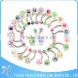 Flashing Color Double Balls Barbell Piercing Pearl Tongue Ring thumbnail-4