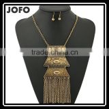The Ancient Design Geometric Pattern Multilayer Tassel Alloy Chain Necklace