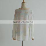 New Style Mix Color Deep Open Neck Thin Women Chiffon Blouses for Fat thumbnail-4