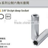 High Quality Steel Tools; CR-V 3/8" Dr. 6pt Deep Socket; Die Forged;China Manufacturer;OEM Service; VPA/GS Certificate