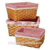 Wooden storage basket homeware basket with fabric liner handmade