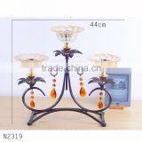 44cm Width X39cm High Luxury Flower Chroming Metal Base Crystal Candle Holder thumbnail-1