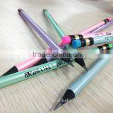 Standard Size Round Shape Pearl Color Coating Body Black Wood HB Pencil Sharpened With Eraser thumbnail-3