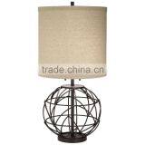 11.21-14 Black Iron Double Pull Chain Alloy Globe Table Lamp With Drum Shade