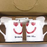 Porcelain mug in stock/cute ceramic cup smile mug/ high quality and cheap ceramic mug