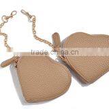 Khaki PU Coin Purse Mini Size Heart Shape Coin Case for Lady thumbnail-6