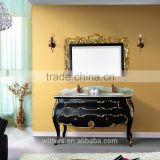 Luxury antique bathroom vanity with double bowl in black WTS147