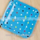 Blue Color Square Shape Paper Plate With Many Different Color Loving Heart